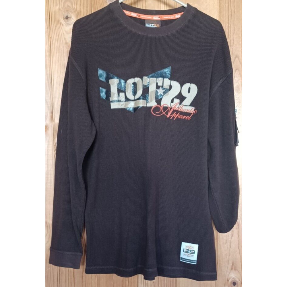 LOT 29 Men's Large Brown Cotton Rib Knit Sweatshirt Long Fit Hip Hop Style Y2K